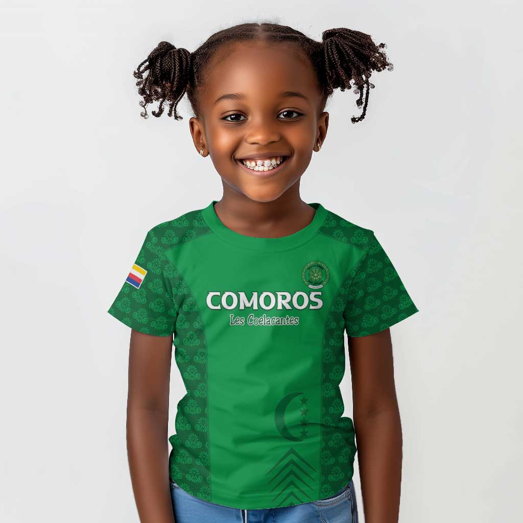Custom Comoros Football Kid T shirt Go Champions Green Les Coelacantes LT15