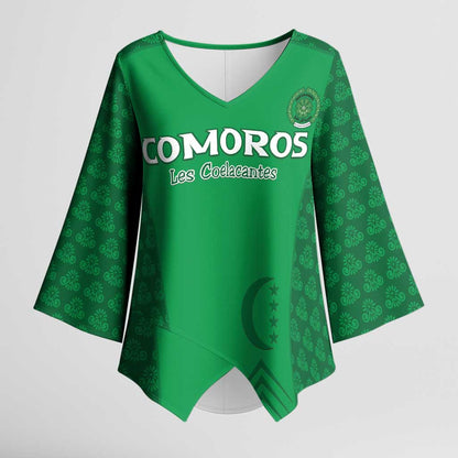 Custom Comoros Football Kimono Sleeve Blouse Go Champions Green Les Coelacantes - African Pride