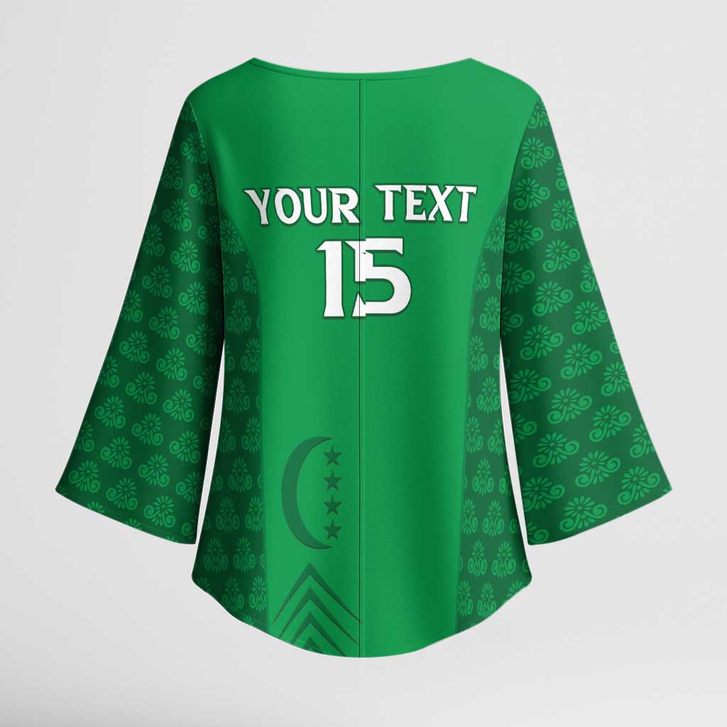 Custom Comoros Football Kimono Sleeve Blouse Go Champions Green Les Coelacantes - African Pride