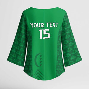 Custom Comoros Football Kimono Sleeve Blouse Go Champions Green Les Coelacantes - African Pride