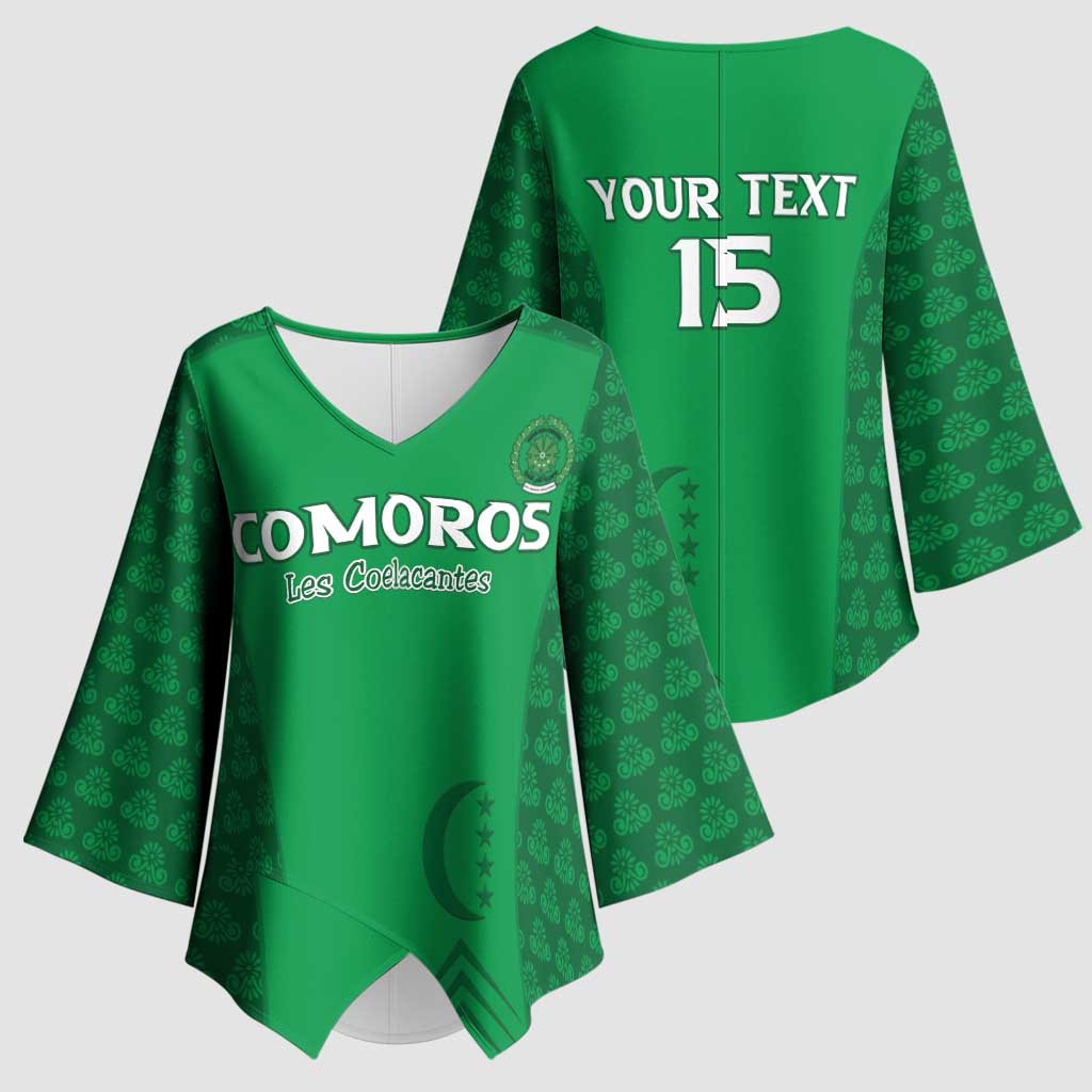 Custom Comoros Football Kimono Sleeve Blouse Go Champions Green Les Coelacantes - African Pride