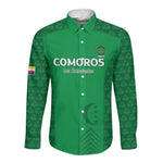 Custom Comoros Football Long Sleeve Button Shirt Go Champions Green Les Coelacantes - African Pride