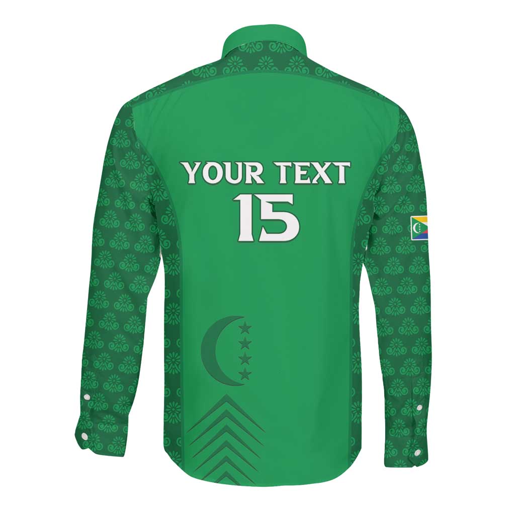 Custom Comoros Football Long Sleeve Button Shirt Go Champions Green Les Coelacantes - African Pride