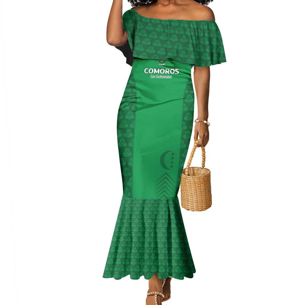 Custom Comoros Football Mermaid Dress Go Champions Green Les Coelacantes LT15