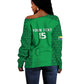 Custom Comoros Football Off Shoulder Sweater Go Champions Green Les Coelacantes - African Pride