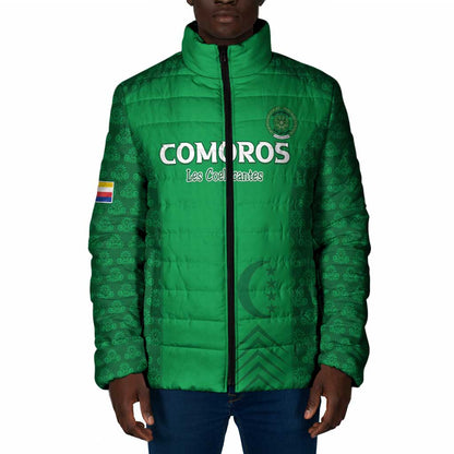 Custom Comoros Football Padded Jacket Go Champions Green Les Coelacantes - African Pride