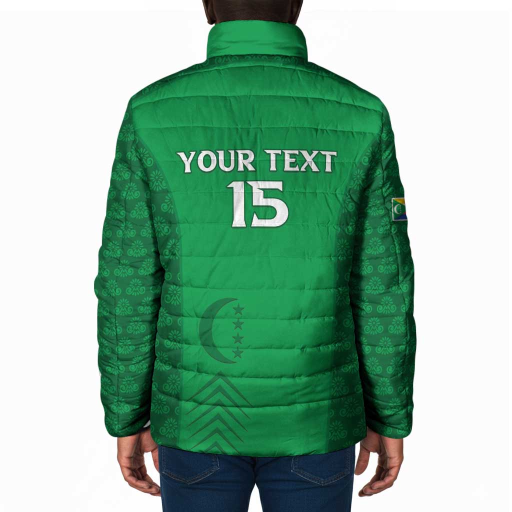 Custom Comoros Football Padded Jacket Go Champions Green Les Coelacantes - African Pride