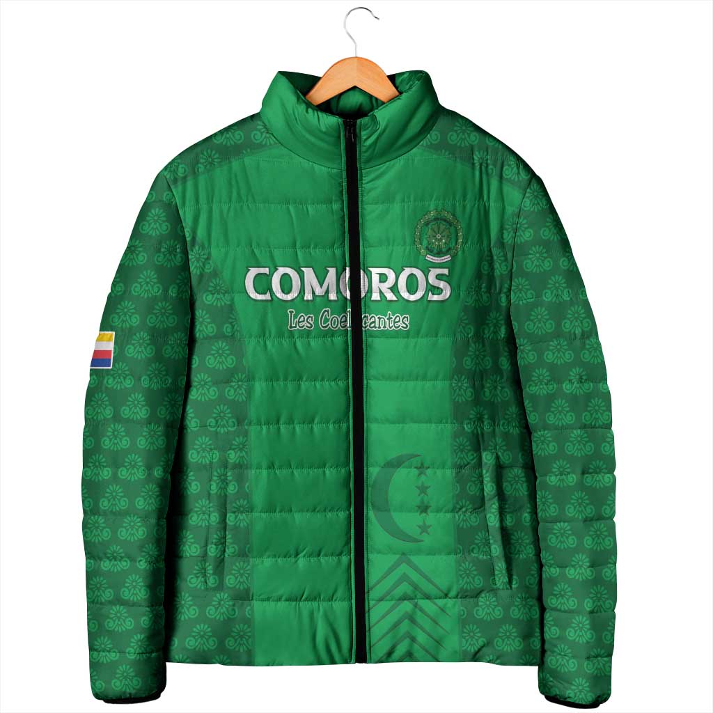 Custom Comoros Football Padded Jacket Go Champions Green Les Coelacantes - African Pride