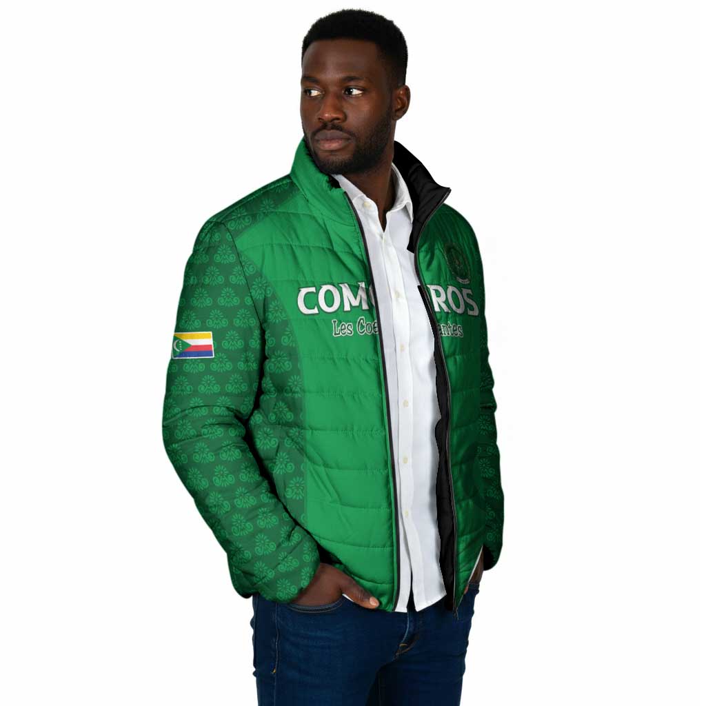 Custom Comoros Football Padded Jacket Go Champions Green Les Coelacantes - African Pride