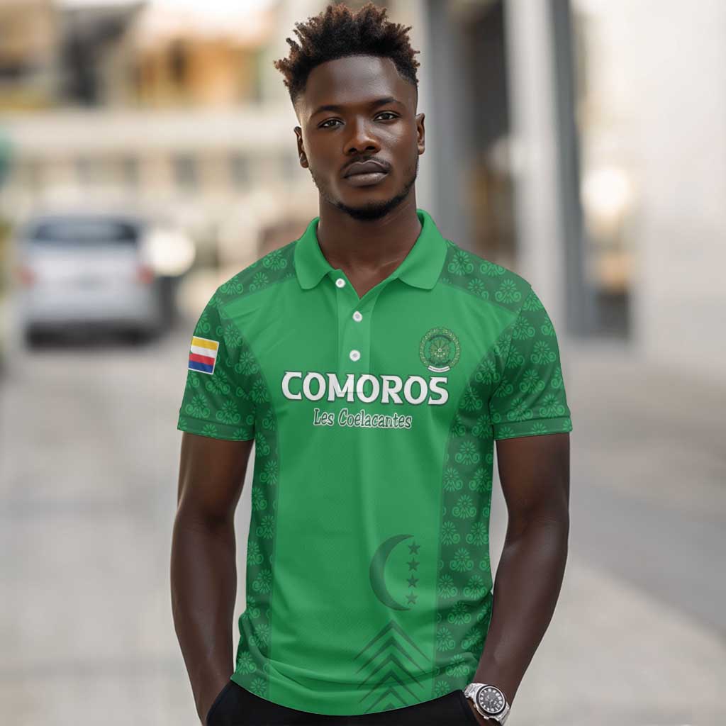 Custom Comoros Football Polo Shirt Go Champions Green Les Coelacantes LT15