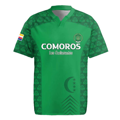 Custom Comoros Football Rugby Jersey Go Champions Green Les Coelacantes LT15