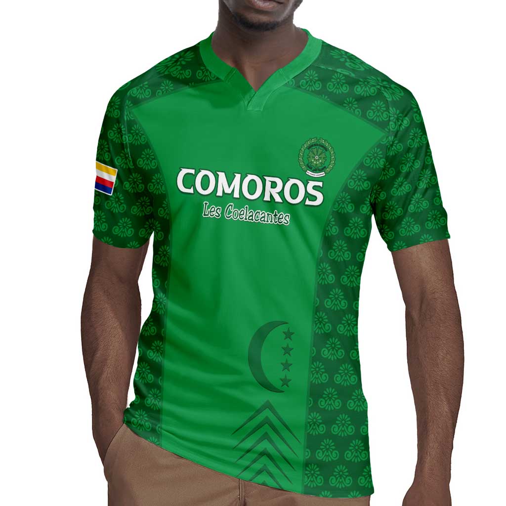 Custom Comoros Football Rugby Jersey Go Champions Green Les Coelacantes LT15