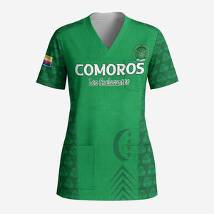 Custom Comoros Football Scrub Top Go Champions Green Les Coelacantes - African Pride