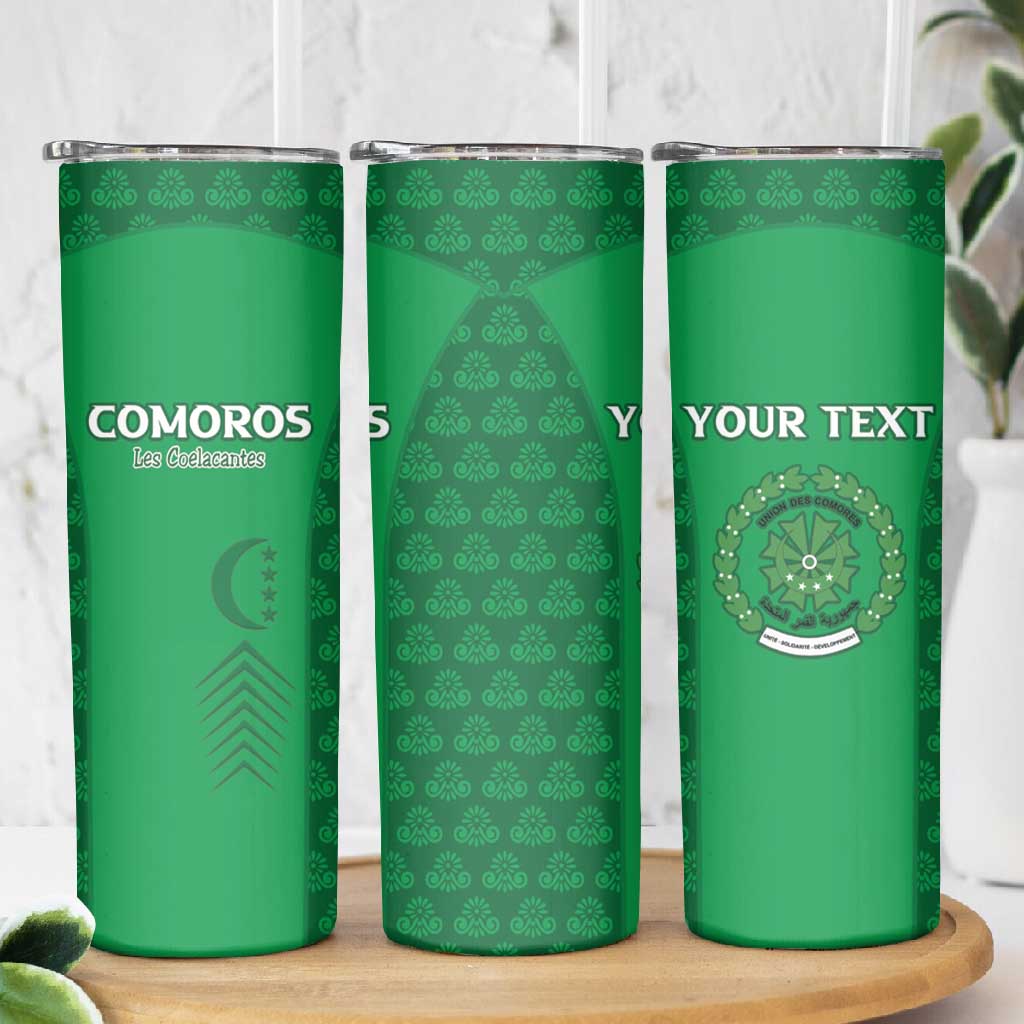 Custom Comoros Football Skinny Tumbler Go Champions Green Les Coelacantes - African Pride