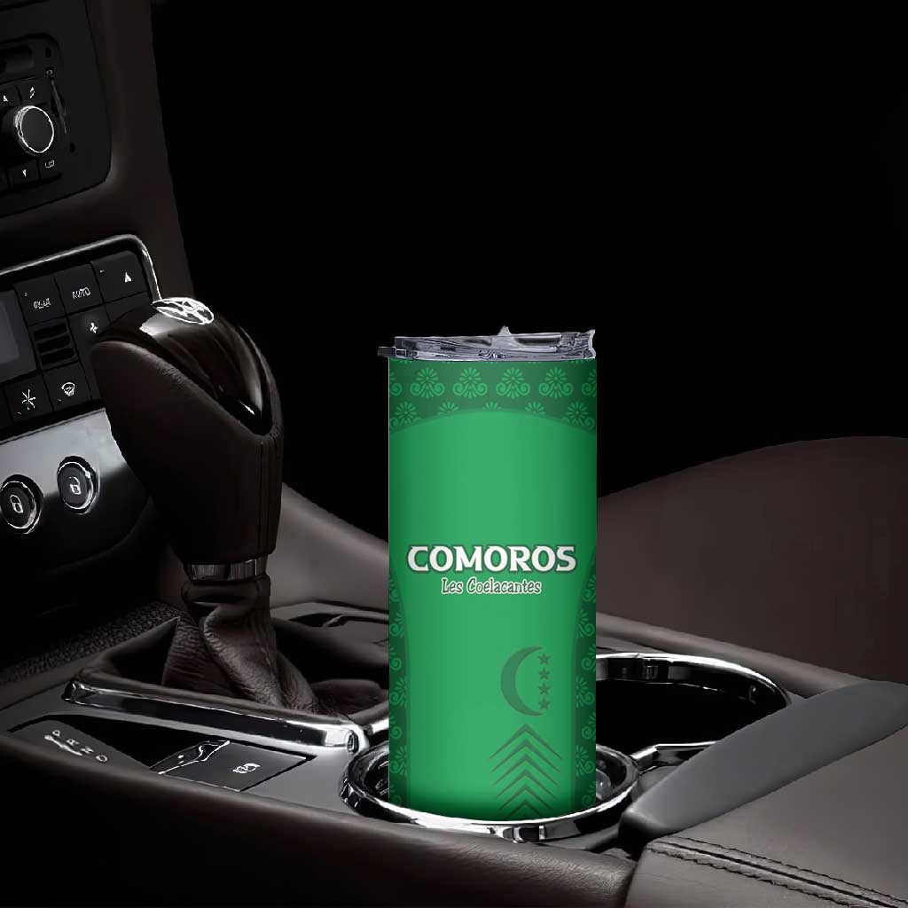 Custom Comoros Football Skinny Tumbler Go Champions Green Les Coelacantes - African Pride
