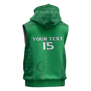 Custom Comoros Football Sleeveless Hoodie Go Champions Green Les Coelacantes - African Pride