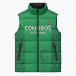 Custom Comoros Football Sleeveless Puffer Jacket Go Champions Green Les Coelacantes - African Pride