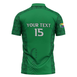 Custom Comoros Football Zipper Polo Shirt Go Champions Green Les Coelacantes - African Pride