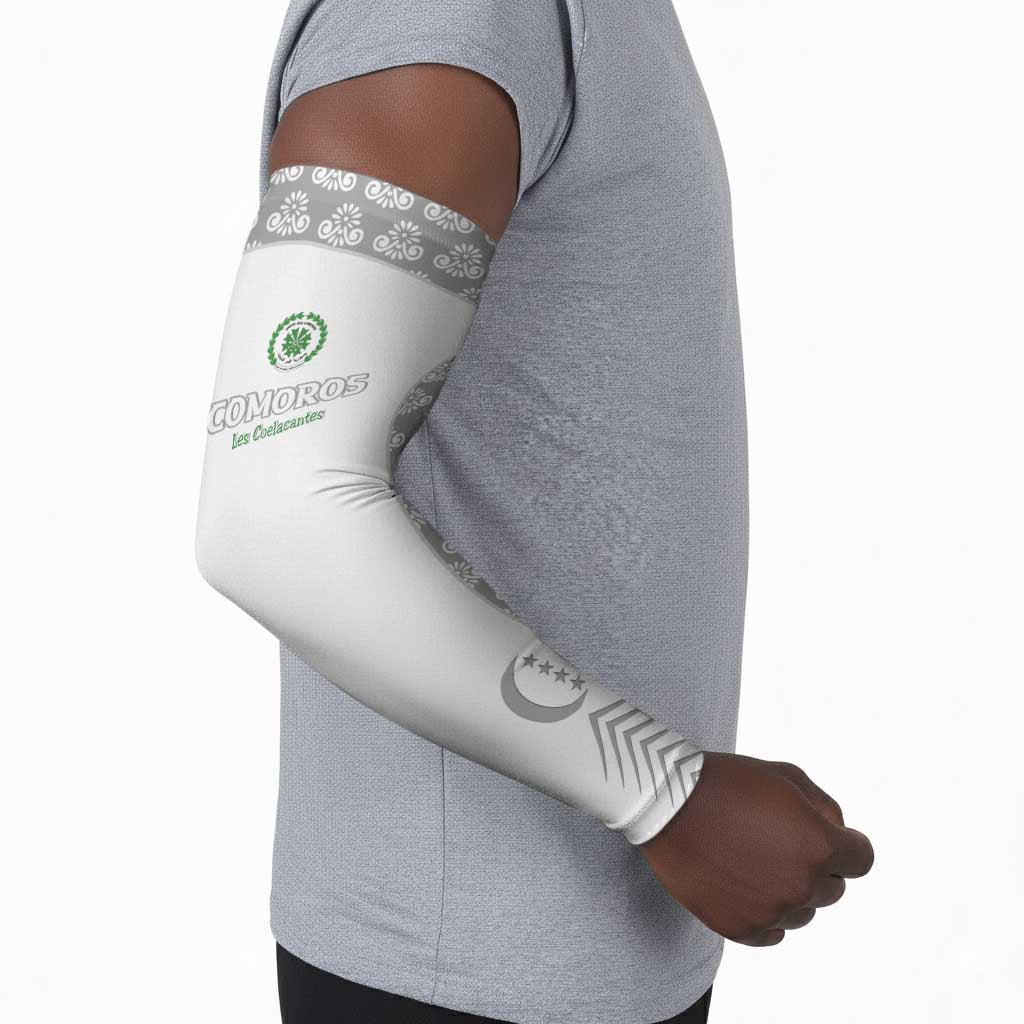 Custom Comoros Football Arm Sleeves Go Champions White Les Coelacantes - African Pride