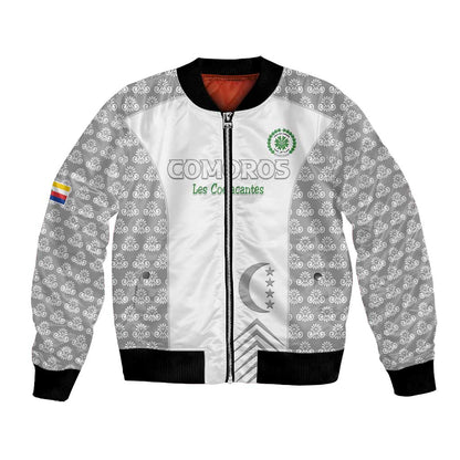 Custom Comoros Football Bomber Jacket Go Champions White Les Coelacantes - African Pride