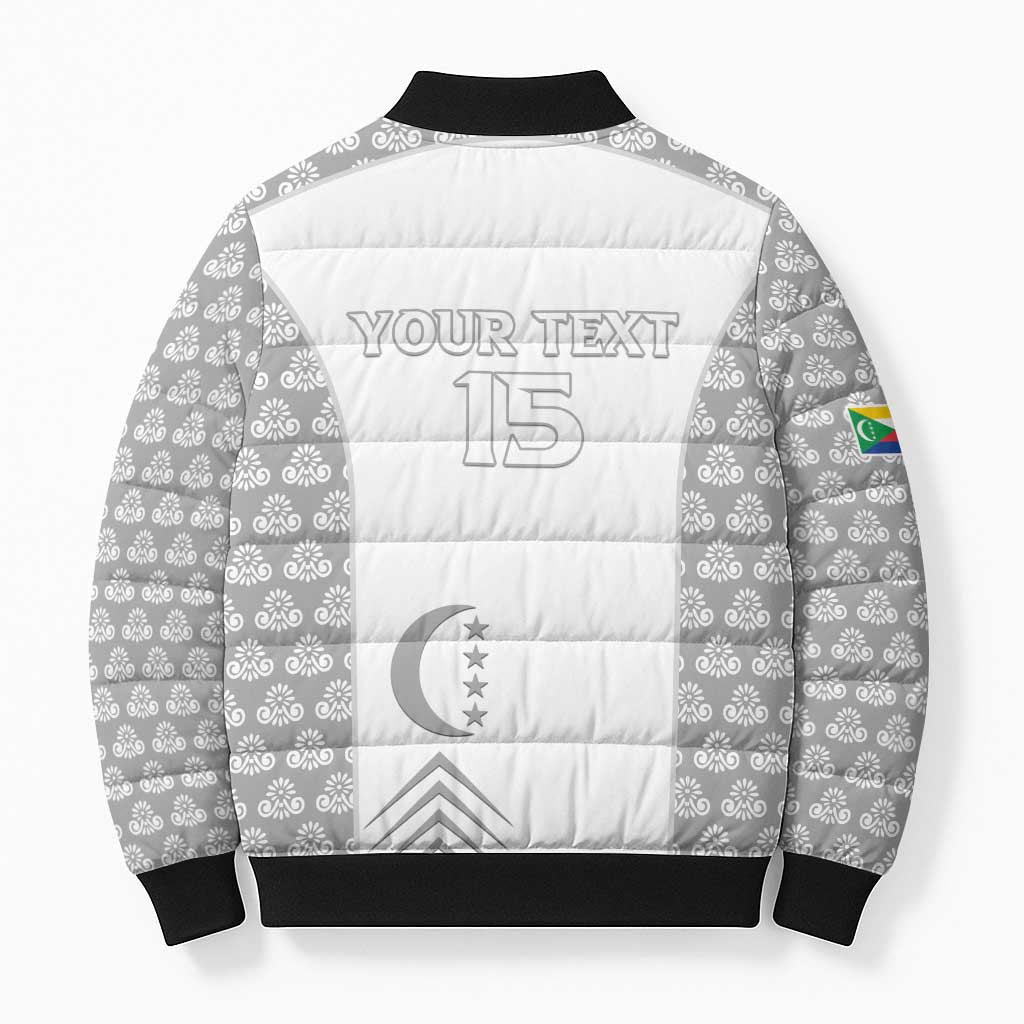 Custom Comoros Football Bomber Puffer Jacket Go Champions White Les Coelacantes - African Pride