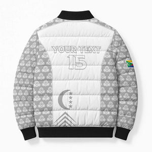 Custom Comoros Football Bomber Puffer Jacket Go Champions White Les Coelacantes - African Pride