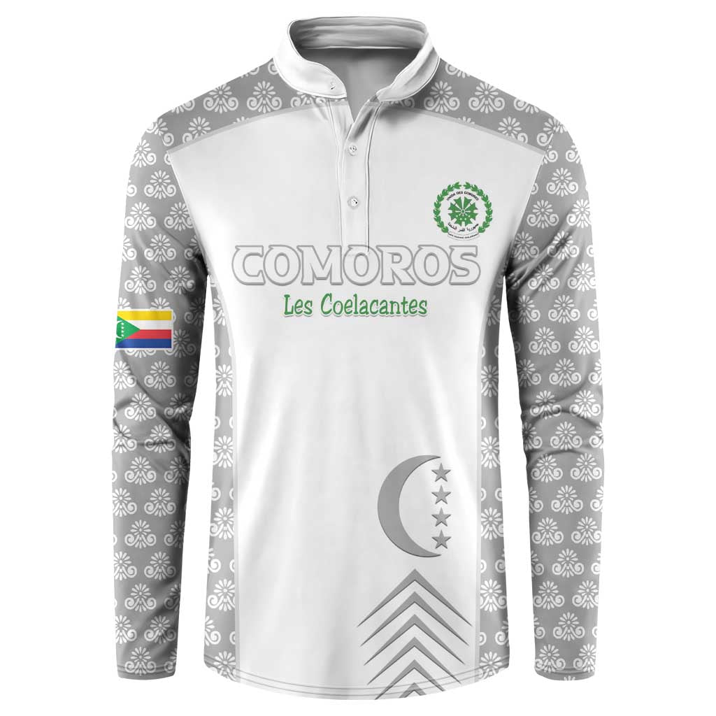 Custom Comoros Football Button Sweatshirt Go Champions White Les Coelacantes