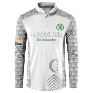 Custom Comoros Football Button Sweatshirt Go Champions White Les Coelacantes