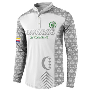 Custom Comoros Football Button Sweatshirt Go Champions White Les Coelacantes