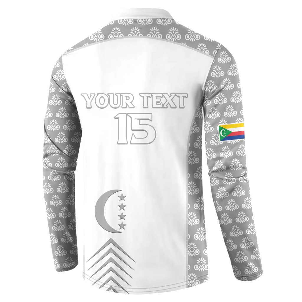 Custom Comoros Football Button Sweatshirt Go Champions White Les Coelacantes