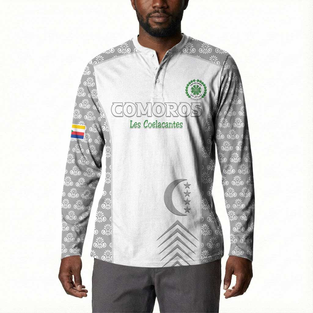 Custom Comoros Football Button Sweatshirt Go Champions White Les Coelacantes