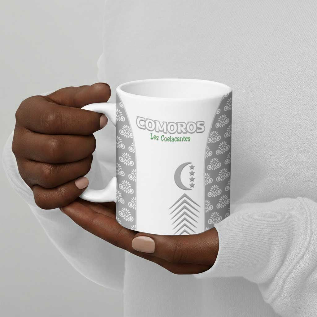 Custom Comoros Football Ceramic Mug Go Champions White Les Coelacantes - African Pride