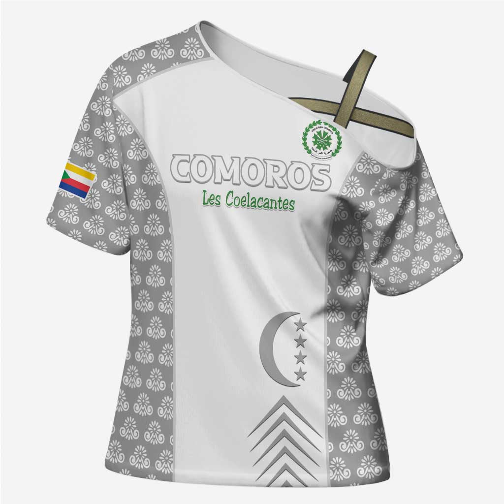 Custom Comoros Football Cross Shoulder Shirt Go Champions White Les Coelacantes - African Pride