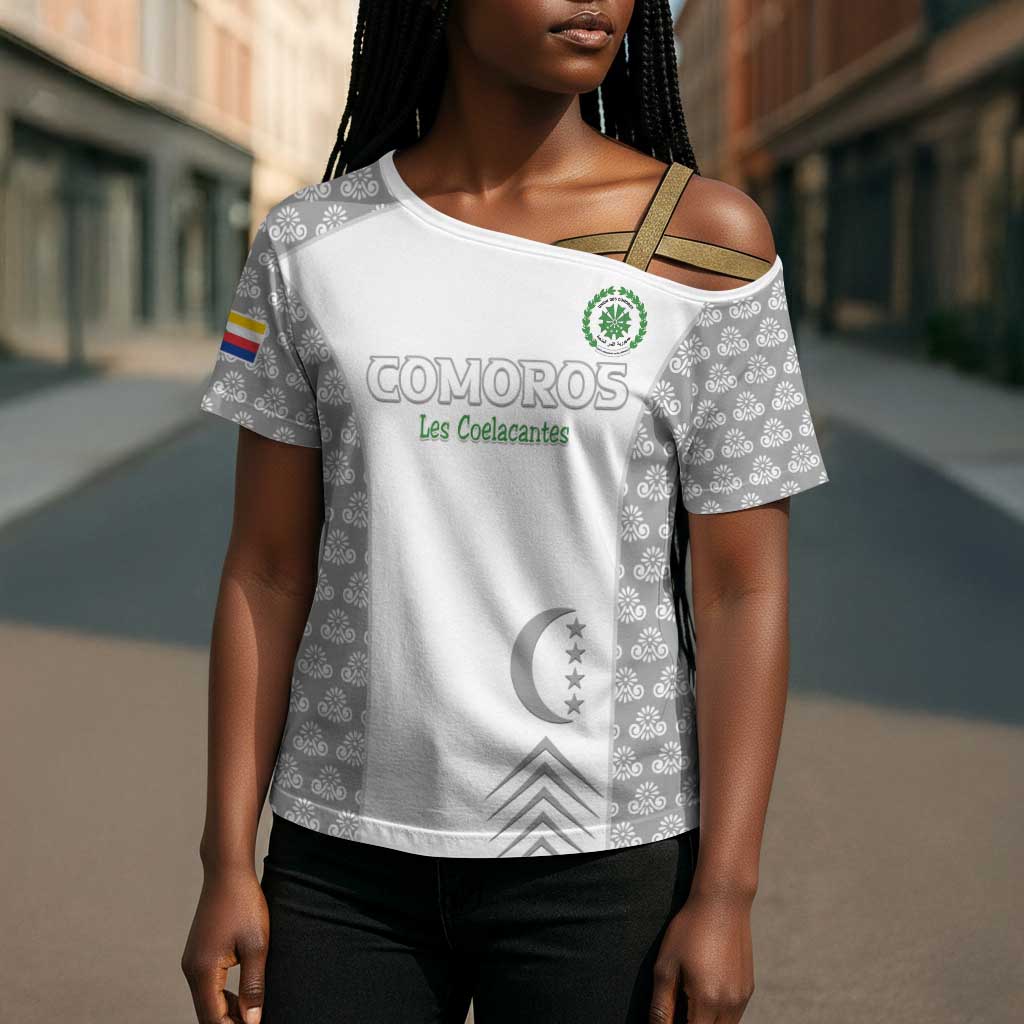 Custom Comoros Football Cross Shoulder Shirt Go Champions White Les Coelacantes - African Pride