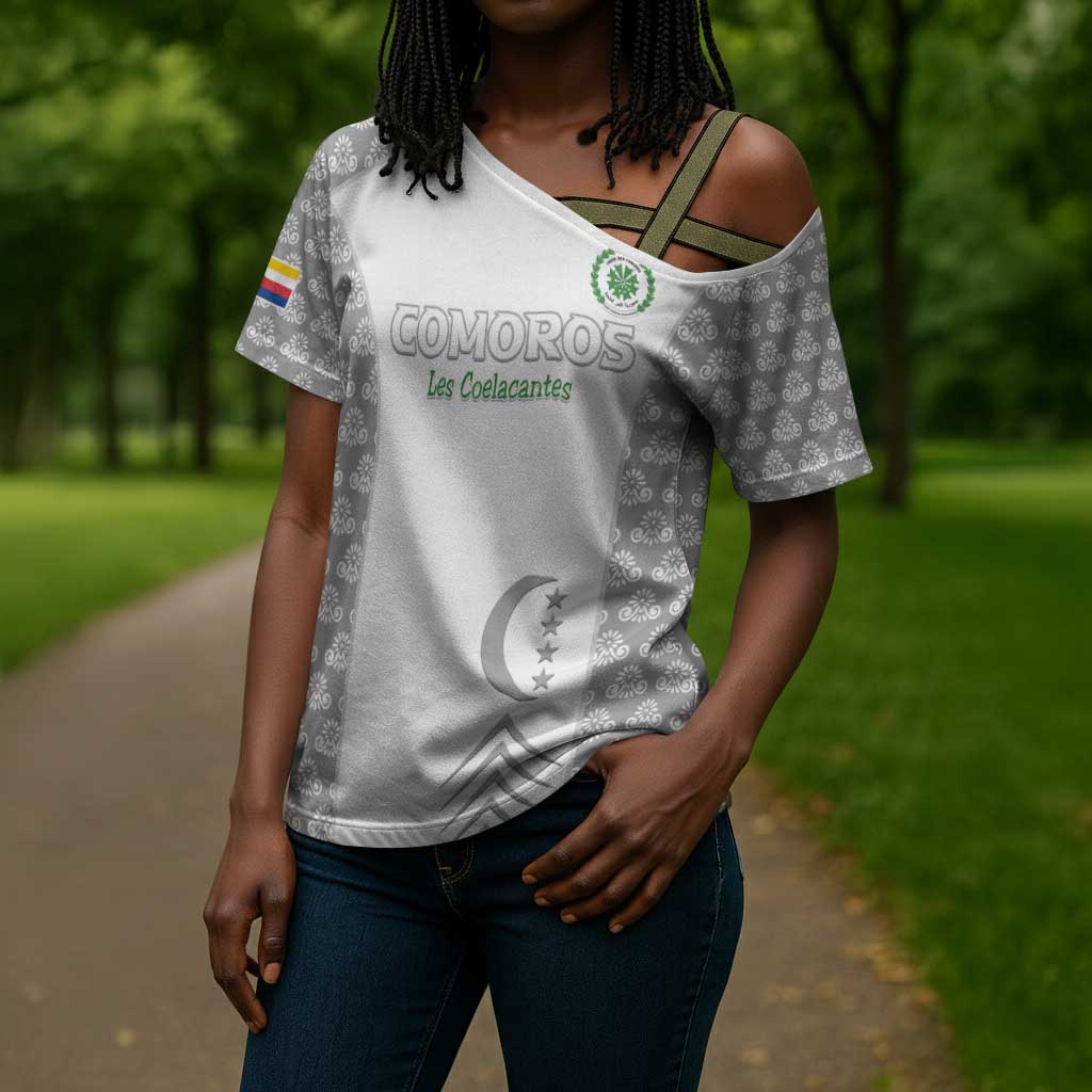 Custom Comoros Football Cross Shoulder Shirt Go Champions White Les Coelacantes - African Pride