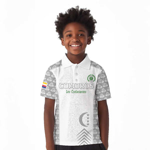 Custom Comoros Football Kid Polo Shirt Go Champions White Les Coelacantes LT15