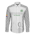 Custom Comoros Football Long Sleeve Button Shirt Go Champions White Les Coelacantes - African Pride