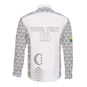 Custom Comoros Football Long Sleeve Button Shirt Go Champions White Les Coelacantes - African Pride