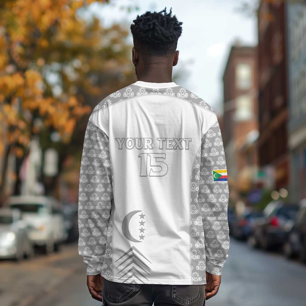 Custom Comoros Football Long Sleeve Shirt Go Champions White Les Coelacantes - African Pride