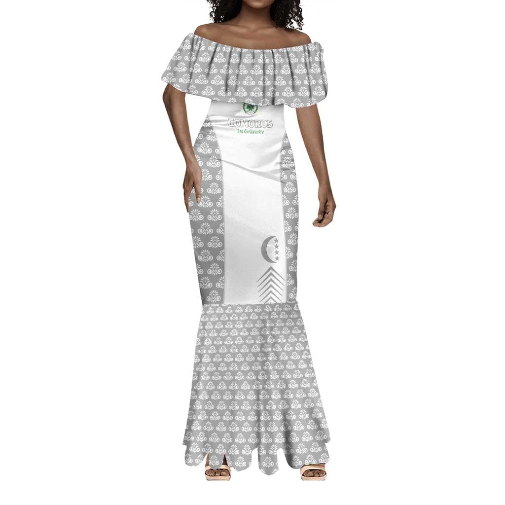 Custom Comoros Football Mermaid Dress Go Champions White Les Coelacantes LT15
