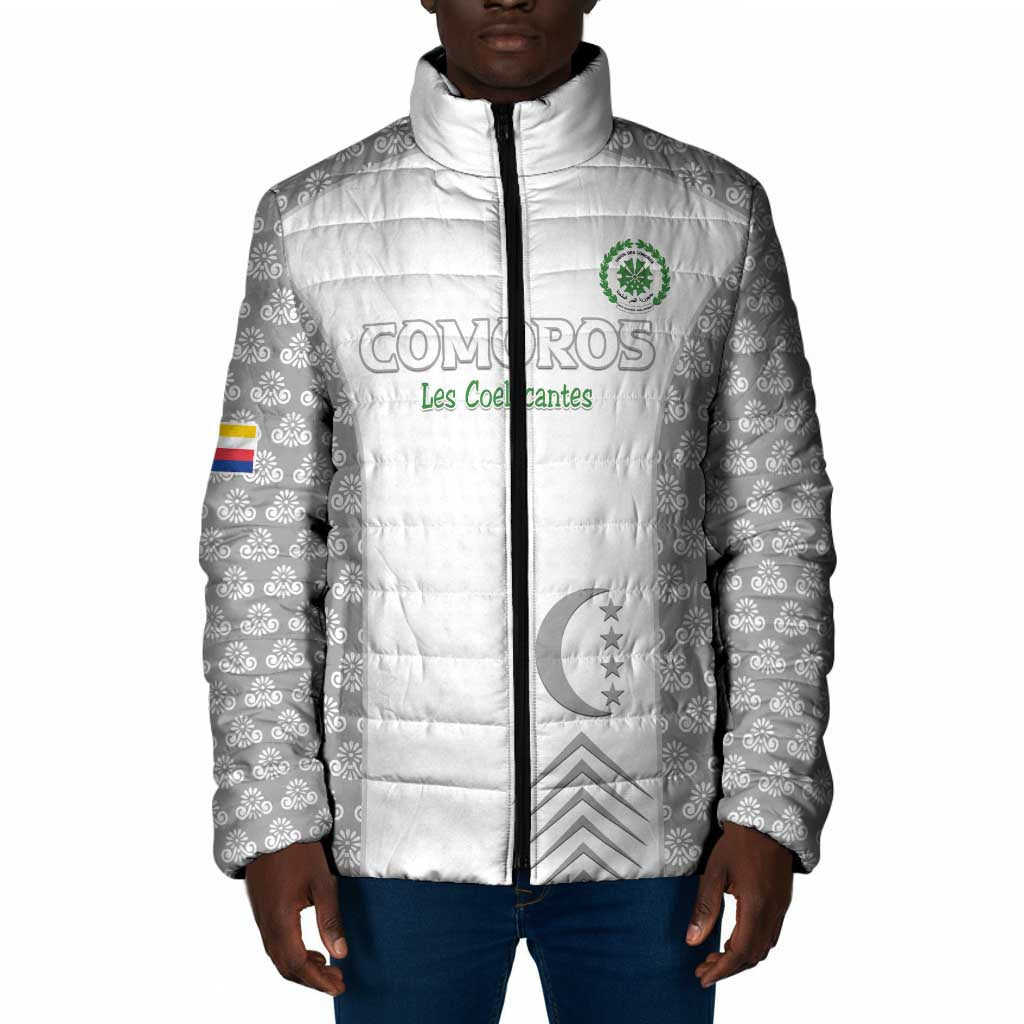 Custom Comoros Football Padded Jacket Go Champions White Les Coelacantes - African Pride