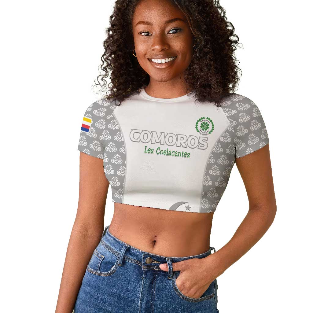Custom Comoros Football Raglan Cropped T shirt Go Champions White Les Coelacantes LT15