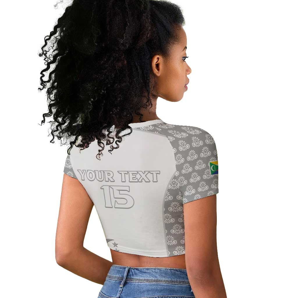 Custom Comoros Football Raglan Cropped T shirt Go Champions White Les Coelacantes LT15