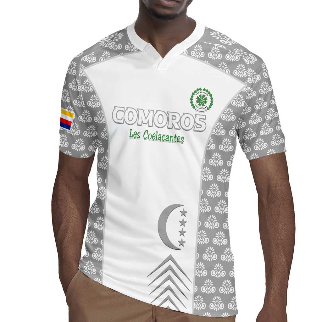 Custom Comoros Football Rugby Jersey Go Champions White Les Coelacantes LT15