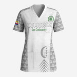 Custom Comoros Football Scrub Top Go Champions White Les Coelacantes - African Pride