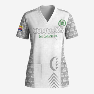 Custom Comoros Football Scrub Top Go Champions White Les Coelacantes - African Pride