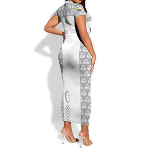 Custom Comoros Football Short Sleeve Bodycon Dress Go Champions White Les Coelacantes LT15