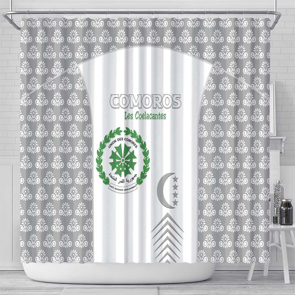 Comoros Football Shower Curtain Go Champions White Les Coelacantes - African Pride