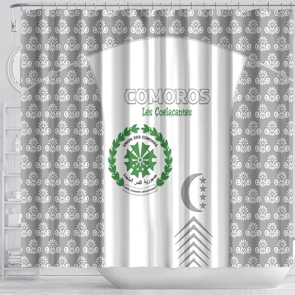 Comoros Football Shower Curtain Go Champions White Les Coelacantes - African Pride
