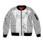 Custom Comoros Football Sleeve Zip Bomber Jacket Go Champions White Les Coelacantes - African Pride